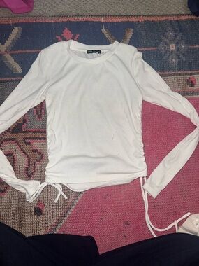White Zara long sleeve with tie string